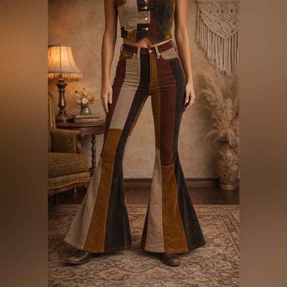 Lainey Wilson Pants - Wrangler x Lainey Wilson Patchwork Corduroy Bell Bottom Jeans Size 28x34 NWT